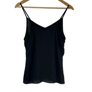AllSaints Cami Small‎ Black Sheer V-Neck Adjustable Straps Minimalist Old Money